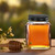 3.4 oz Square Glass Jar 43mm Thread with Honey and Black Screw Cap