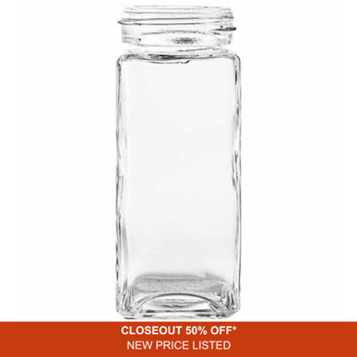 3.4 oz Rectangle Spice Glass Jar 43-400 Thread