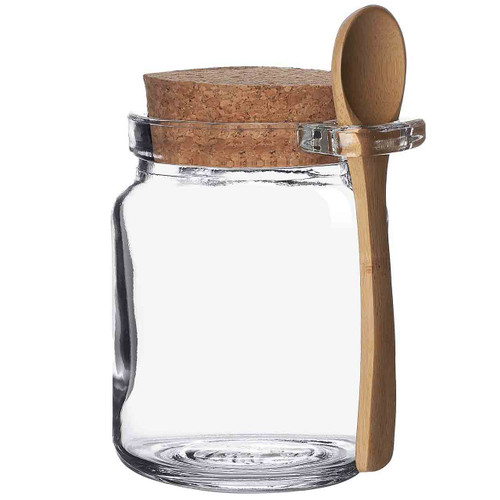 8.5 oz Glass Jar With Cork And Spoon