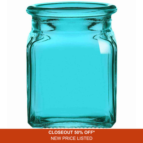 8.5 oz Square Glass Jar Aqua