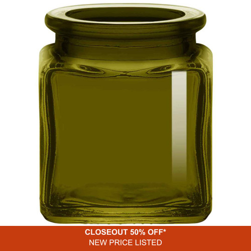 1.4 oz Square Glass Jar Vintage Green