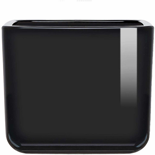 16 oz Lexington Cube Glass Container Glossy Black Inside