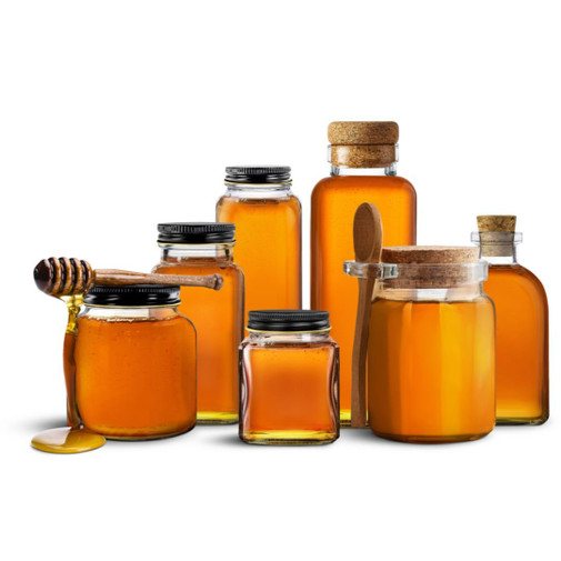 Honey jar and syrup bottle