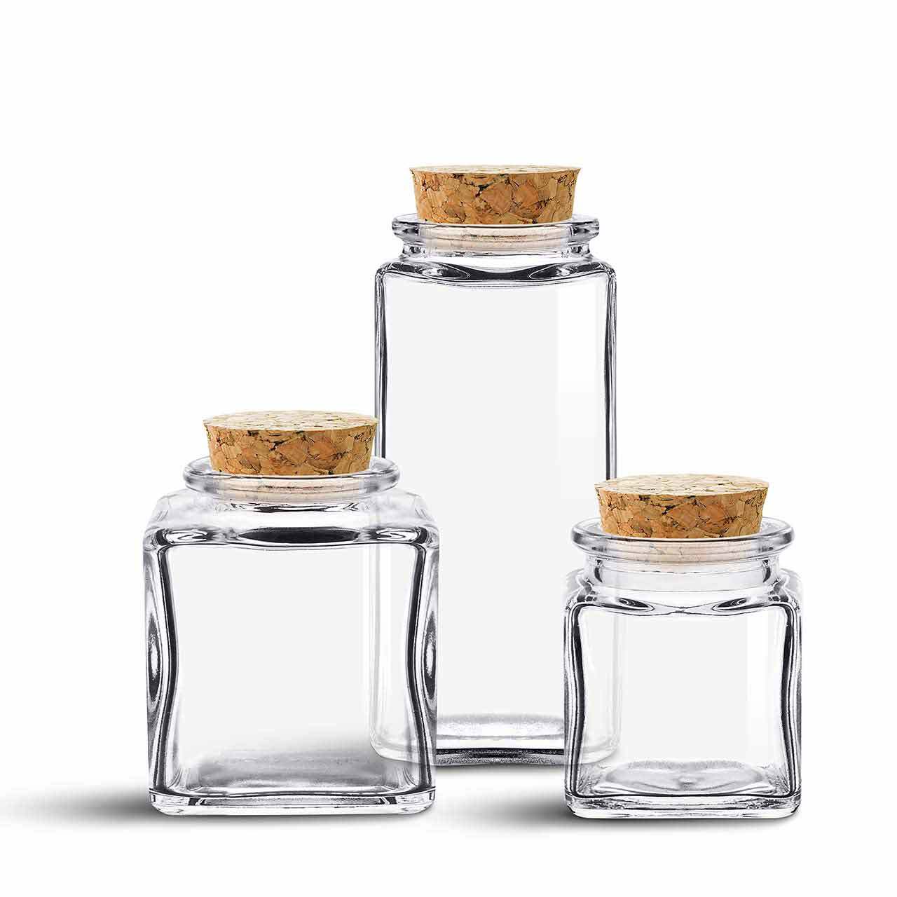 Glassnow salts, herbs, and spices jars