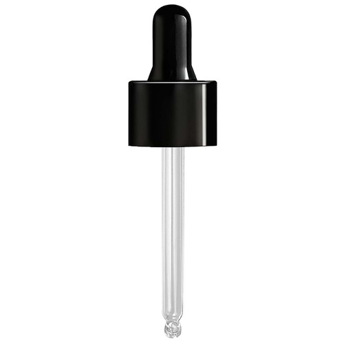 Dropper with Black Collar & Black Bulb 24-410, with 78mm Glass Pipette