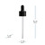 Dropper with Black Collar & Black Bulb 24-410, with 112mm Glass Pipette Dimensions