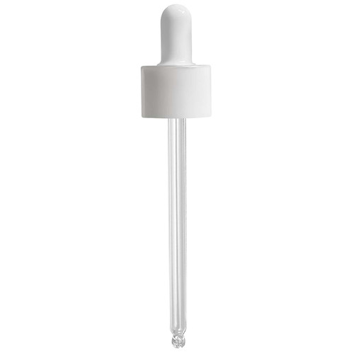 Dropper with White Collar & White Bulb 24-410, with 112mm Glass Pipette