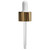 Dropper with Gold Aluminum Collar & White Bulb 24-410, 78mm Glass Pipette